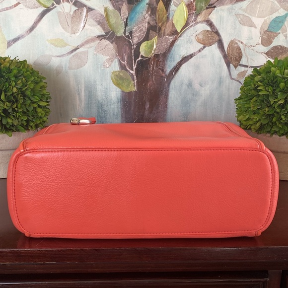 BRIGHTON “PAULINA” CORAL MELON 💯% GENUINE PEBBLED LEATHER SHOULDER TOTE BAG EUC - Picture 15 of 17